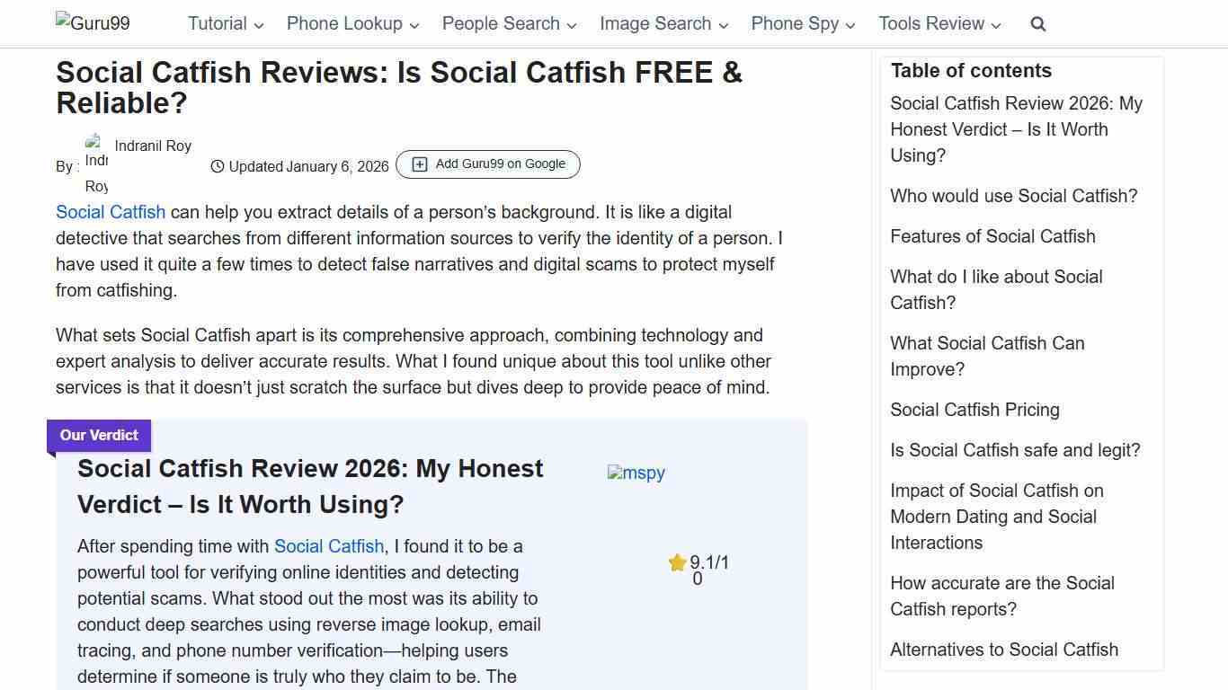 Social Catfish Reviews: Is Social Catfish FREE & Reliable?